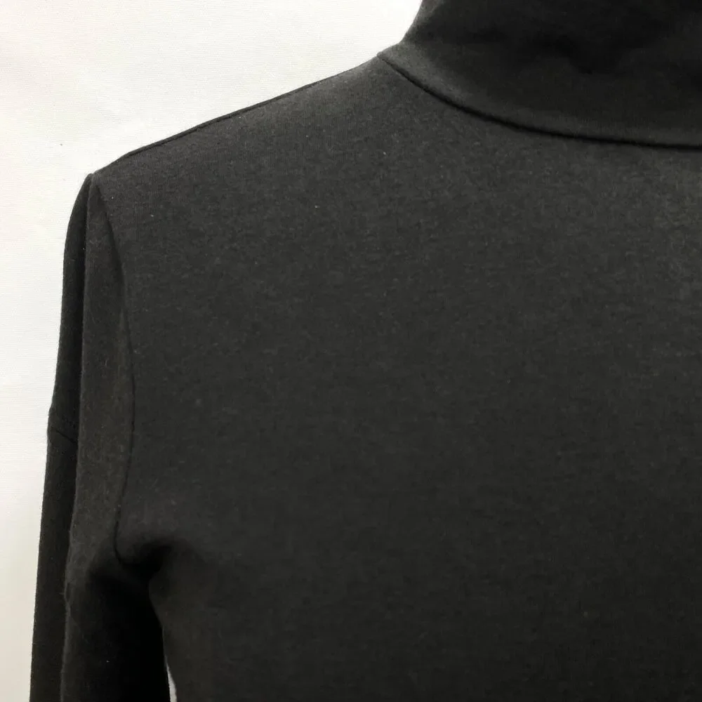 Blue Canoe Organic Black Dress Small Midi Knit Long Sleeves Mock Neck Career